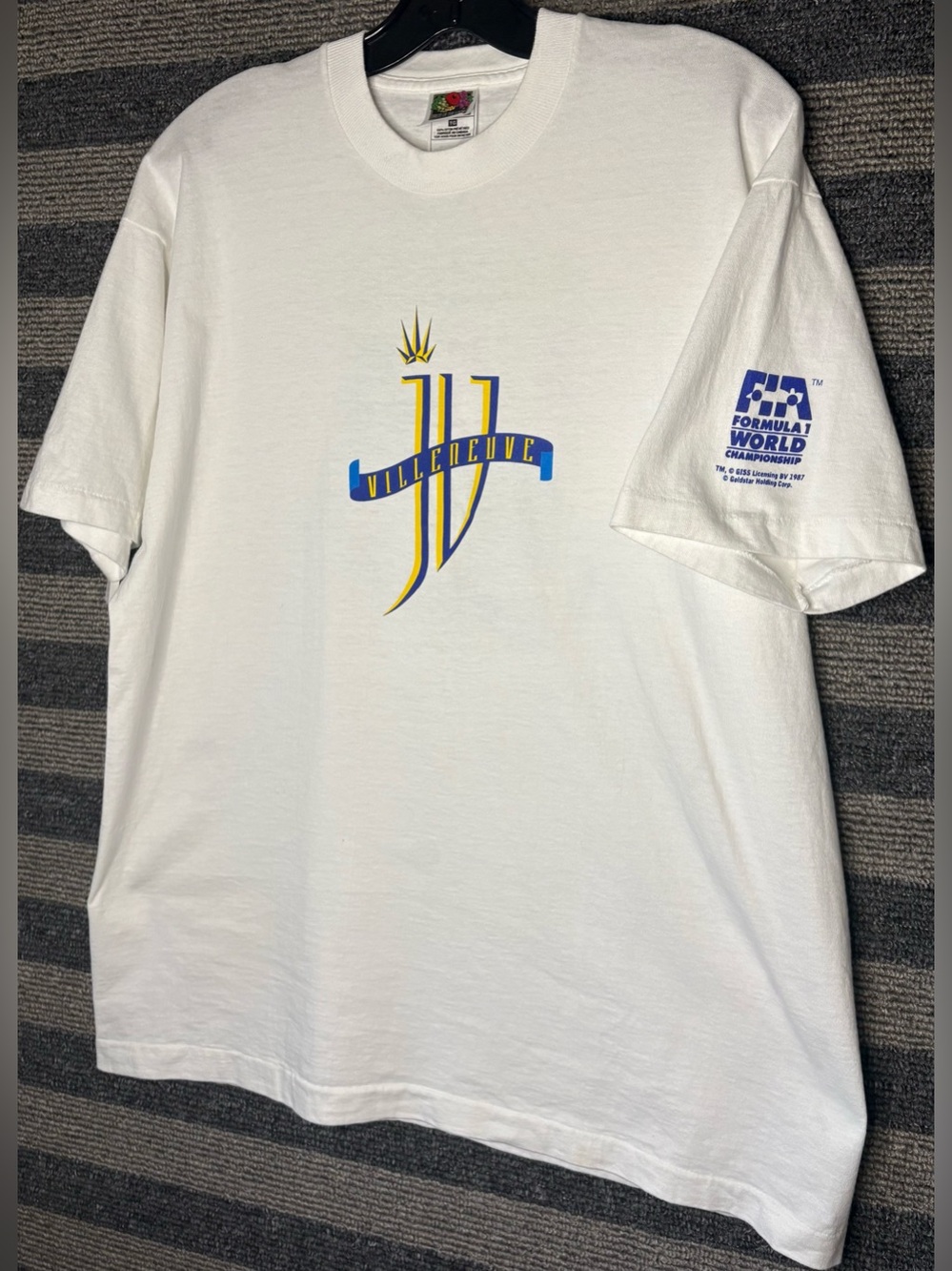 Vintage 90’s Jacques Villeneuve Formula One F1 White Single Stitch T-Shirt XL